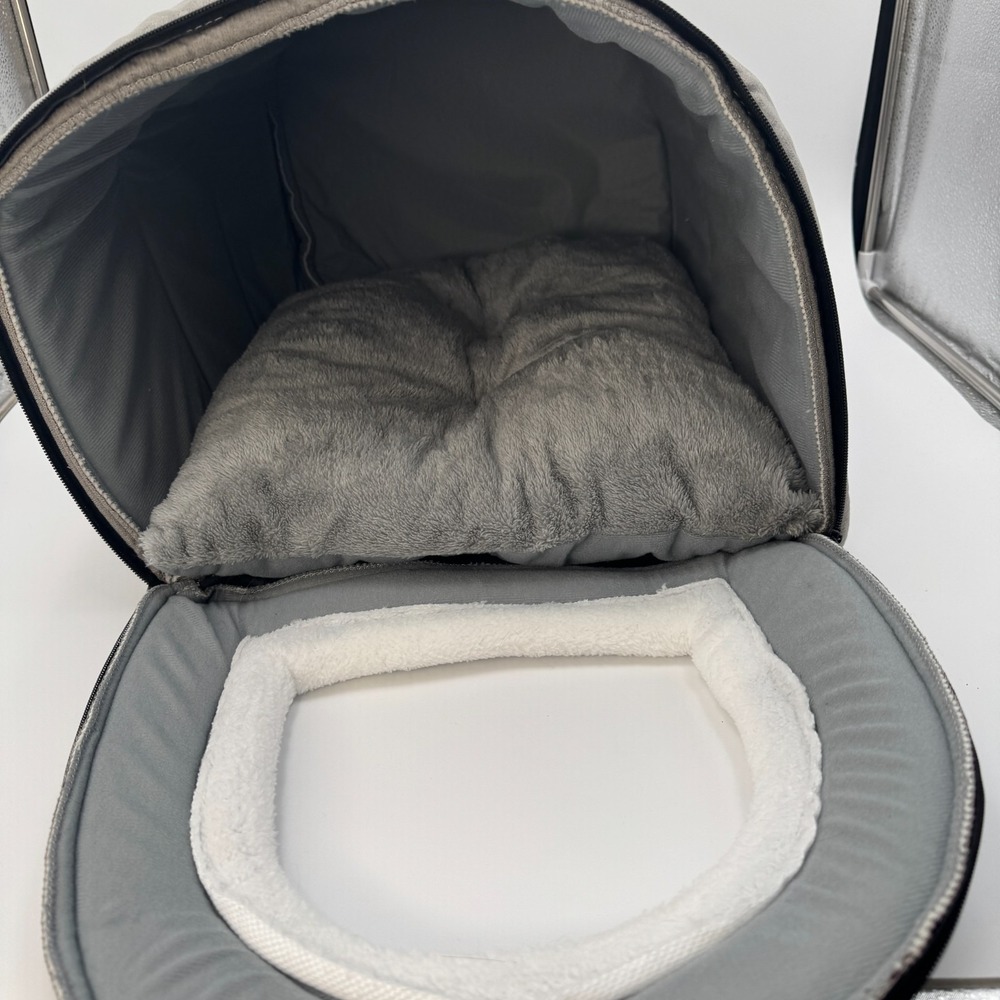 Gray Plush Tunnel Cat Bed with Removable Cushion - Picture 4 of 15